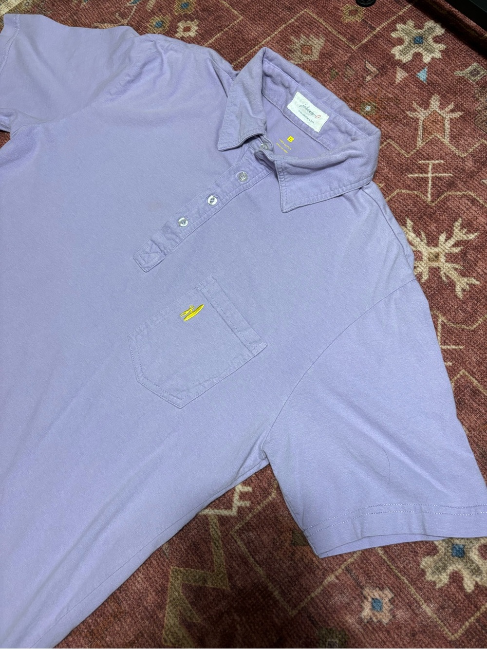 Johnnie-O Prep Polo Shirt Mens L Purple Cotton Pocket Beach Casual